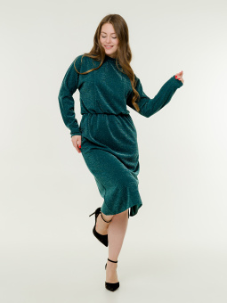 Платье трикотажное с люрексом зеленое