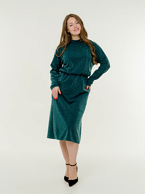 Платье трикотажное с люрексом зеленое